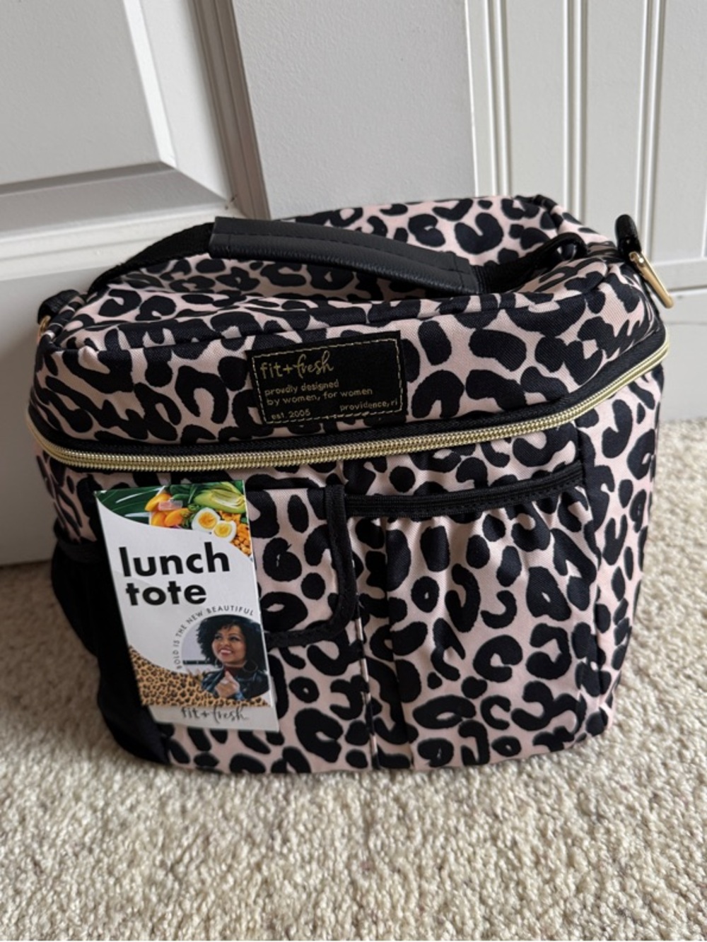 fit + fresh Pink Leopard Lunch Tote